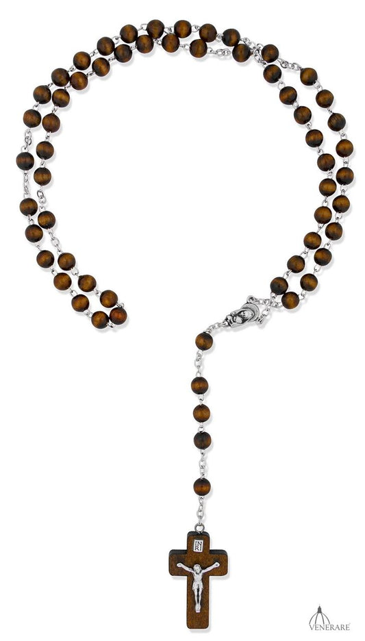 Brown First Communion Rosary by Venerare