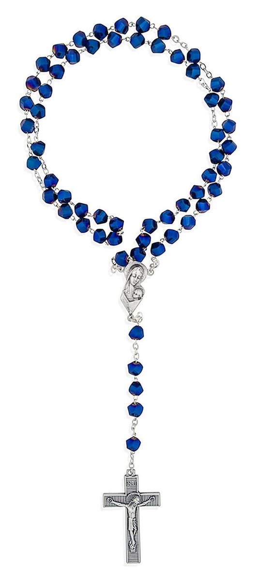 Madonna and Child Rosary with Geometric Glass Beads