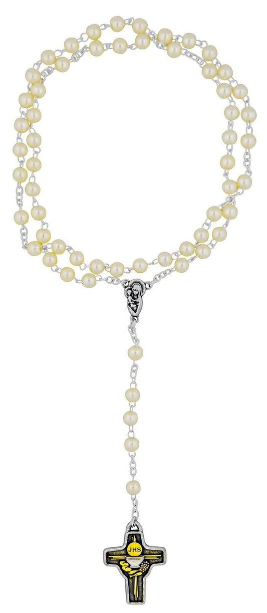 Catholic Rosary and Case Gift Set - First Communion with Gold Accents