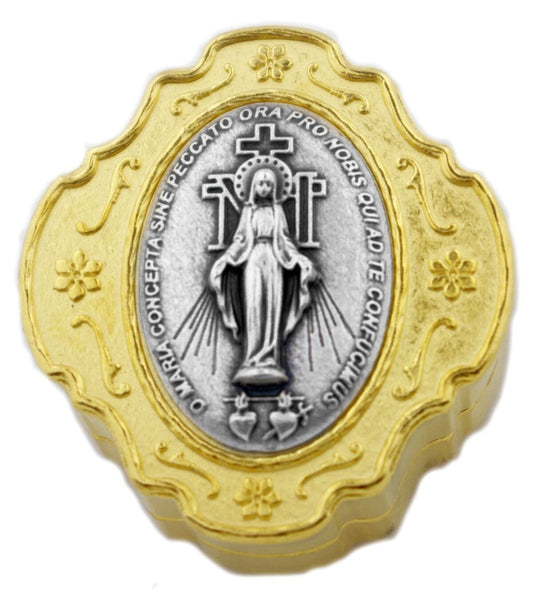 Catholic Rosary and Case Gift Set - Miraculous Medal w/ Gold Case