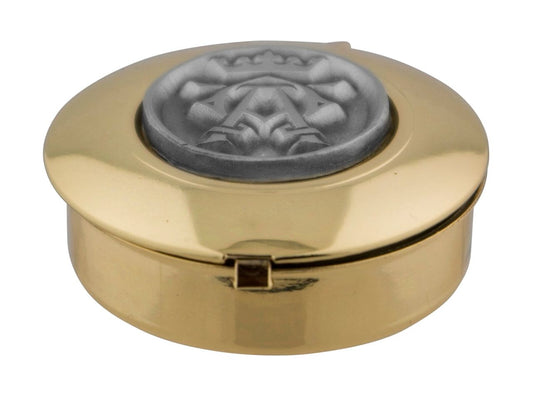 Small Pyx with Inlaid Pewter Medal
