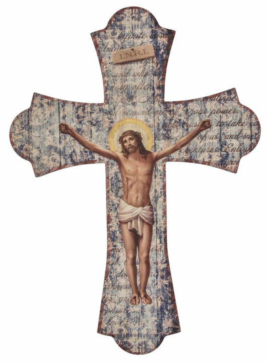 Contemporary Wall Cross with Distressed Finish - The Crucifixion