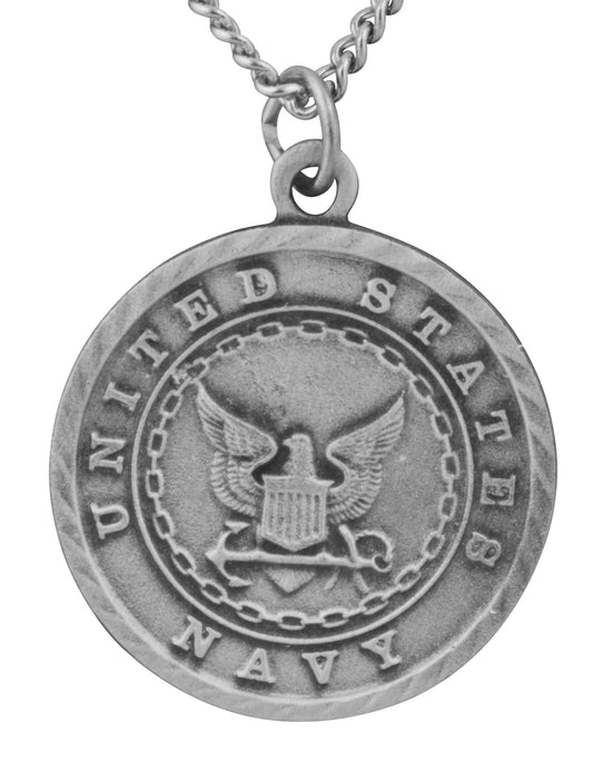 Saint Michael Pewter Military Medal with (24" Chain) (Navy)