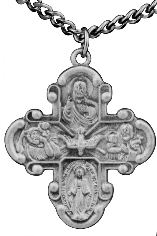 Pewter Four-Way Medal with 24" Chain