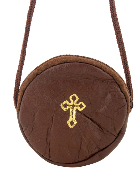 Round Burse in Genuine Leather (Brown)
