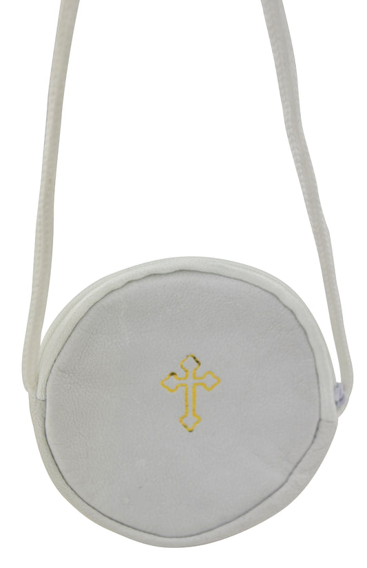 Round Burse in Genuine Leather (White)