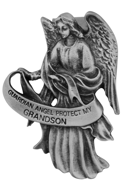 Traditional Catholic Visor Clip (Guardian Angel Grandson)