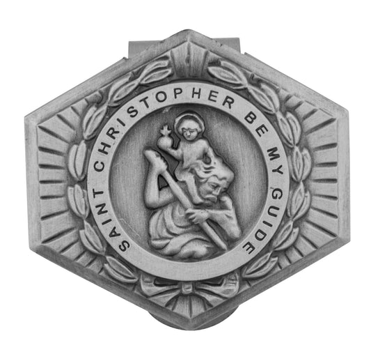 Traditional Catholic Visor Clip (Saint Christopher Hexagonal)