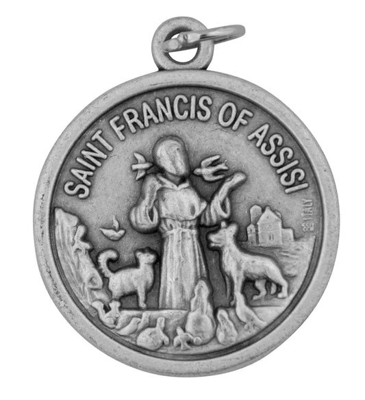 1" Traditional Saint Medals (round st francis pet medal)