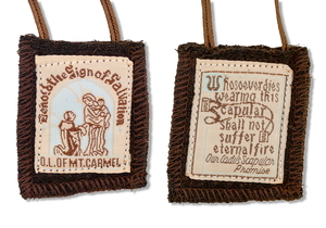 Catholic Holy Figure Saint Scapular (Wool Brown w/o Cross)