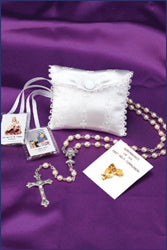 White Satin First Communion Rosary Kit