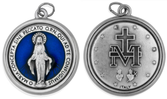 1 1/4" Catholic Saint Medal with Polished Trim (Miraculous Medal)