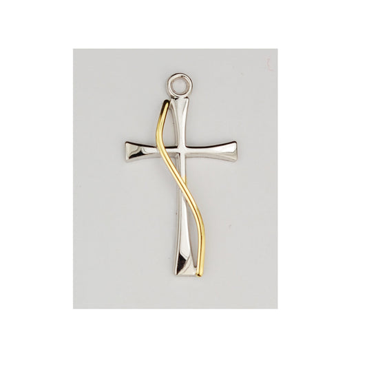 Sterling Two-Tone Cross Pendant Boxed