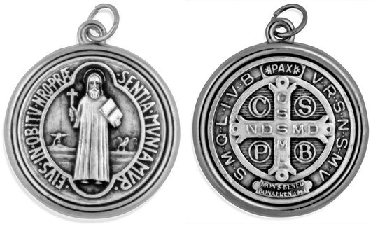 1 1/4" Catholic Saint Medal with Polished Trim (St Benedict)