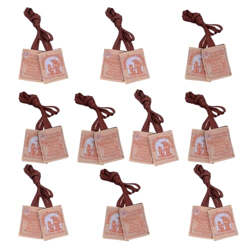 10 Pack of Brown Our Lady of Carmel Scapulars | Bulk Ten Pack | Catholic Spiritual Portection and Devotional | Great Religious Gift for First Holy Communion and Confirmation