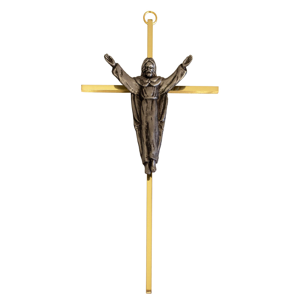 10" Wall Cross | Great Gift for Baptism, First Communion, Confirmation, Weddings | Simple Christian Home Décor | Made in the USA (Gold-tone with Silv