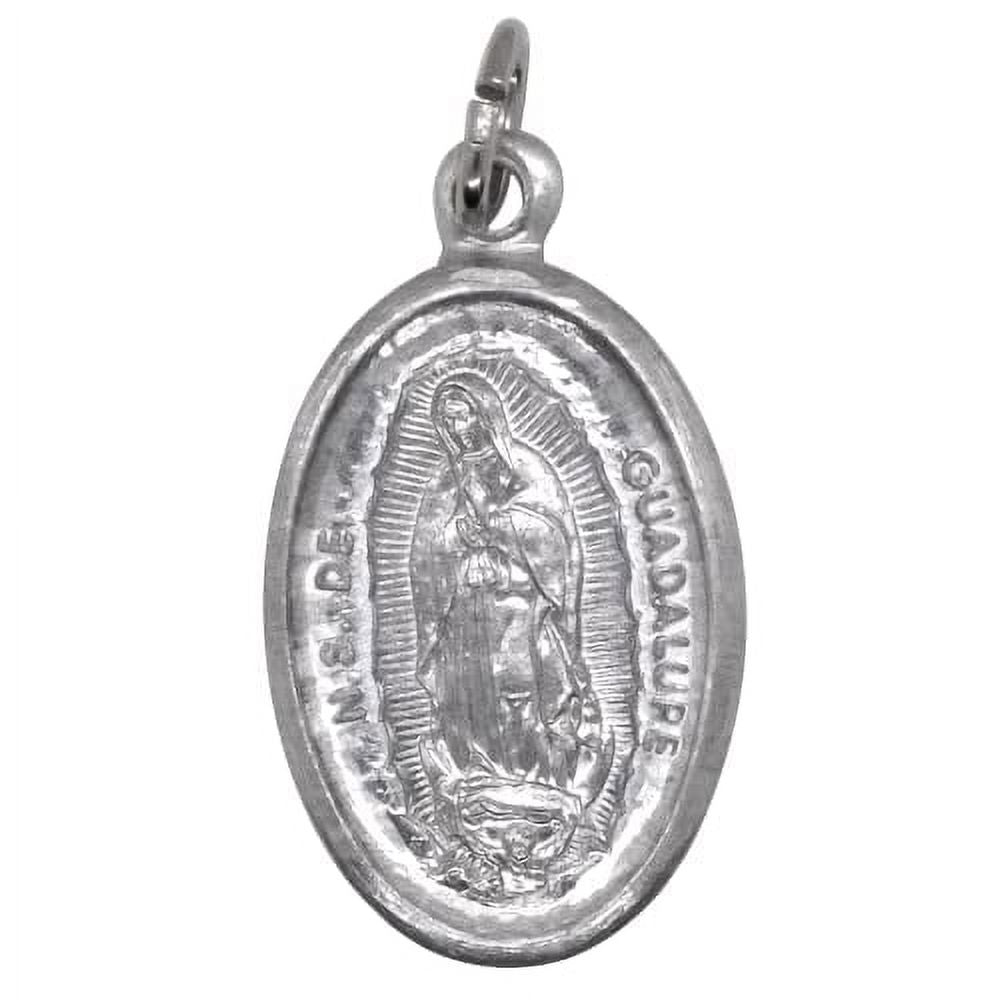 10 Pack of 1" Our Lady of Guadalupe Medals | Metal Silver-Tone Pendants | Made in Italy