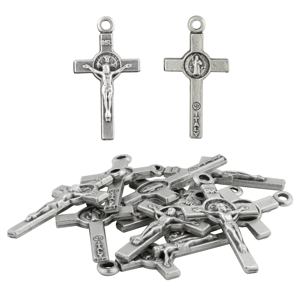 10-Pack of St. Benedict Crucifix Charms, 3/4" Long
