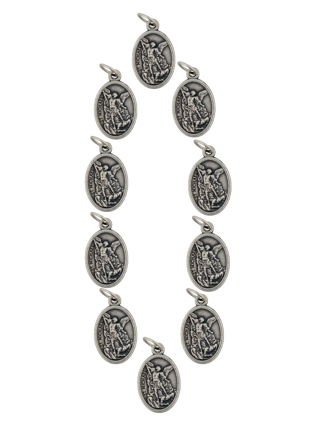 10 Pack of Guardian Angel and Saint Micheal Medals | Patron Saint of Soldiers, Police, and Grocery Workers | Great Catholic Gift for First Communion and Confirmation | Made in Italy