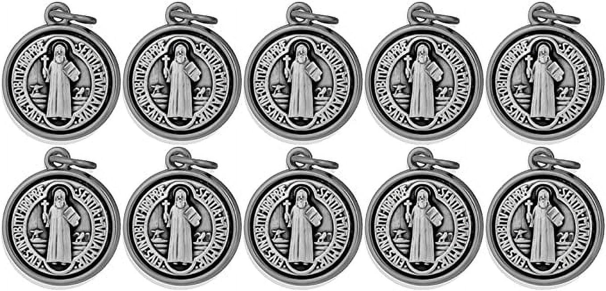 10-Pack 16mm Italian-Made Saint Benedict Medals with Polished Trim | Bulk-Priced for Crafting Religious Jewelry!