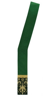 Green and Gold Deacon Stole – Traditional Diagonal Liturgical Vestment with Gold Embroidery for Catholic and Christian Worship
