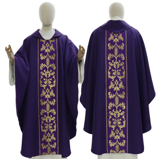 Dark Purple/Gold Gothic Chasuble With Matching Stole
