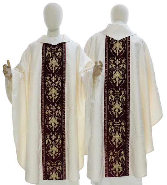 Cream/Red Gothic Chasuble
