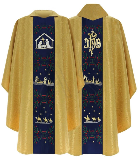 Gold/Blue Gothic Chasuble "Christmas"