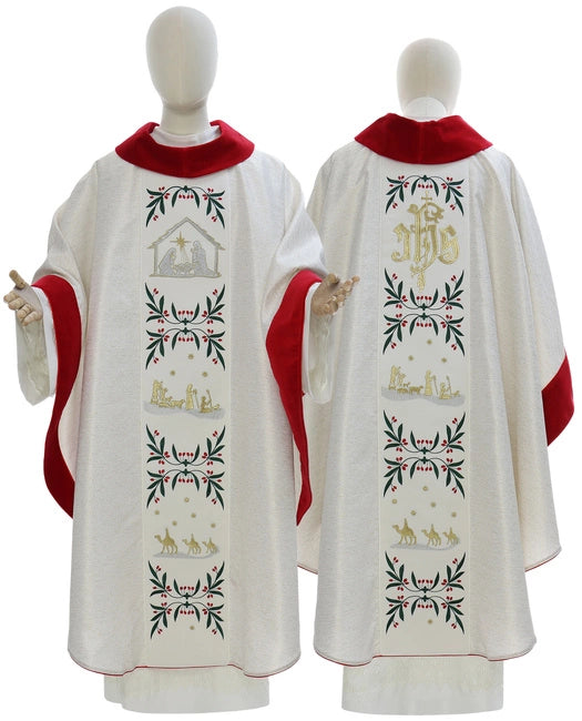 Cream/Red Gothic Chasuble "Christmas"