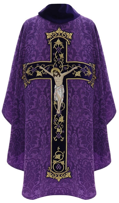 Dark Purple Gothic Chasuble "Crucifixion of Jesus"