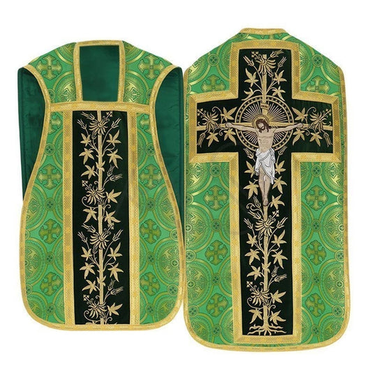 Green/Black Roman Chasuble "Jesus on the Cross"