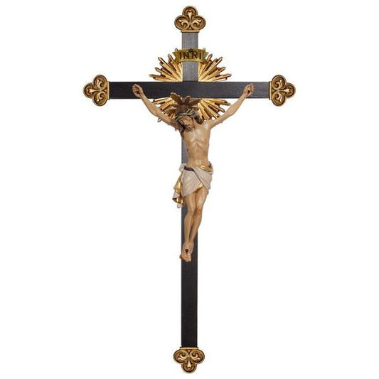 Corpus Siena with Halo Cross Baroque with Shine Painted Wood - Made in Italy - 5"11