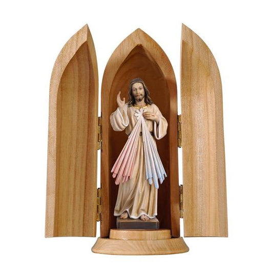 Divine Mercy in Niche Painted Wood - 3 Inches - Made in Italy