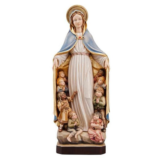 Blessed Mother with Children of the World Painted Wooden Statue-17 Inches
