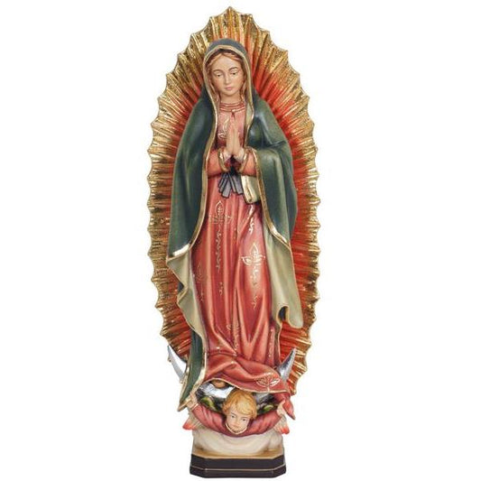 Our Lady of Guadalupe Painted Wood Statue - 12 Inches