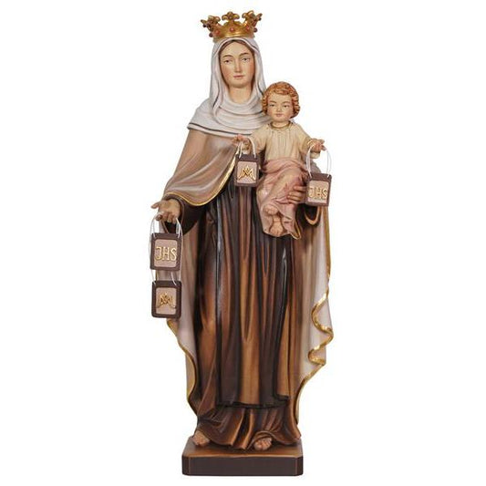 Our Lady of Mount Carmel Painted Wood Statue - 6.5 Inches