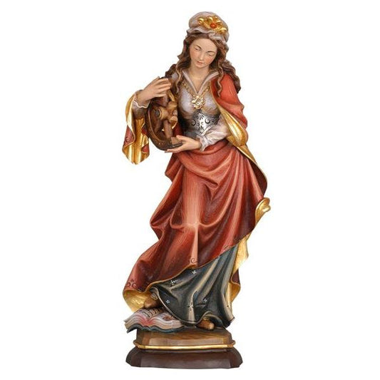 St. Katherine Painted Wood Made in Italy Statue - 16 Inches