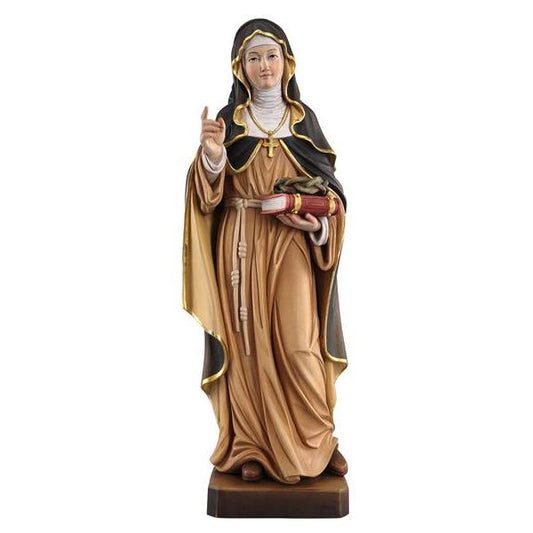 St. Theresa from Avila with Crown of Thorns Painted Wood Statue - 6 Inches