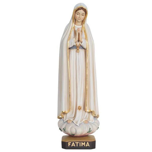 Our Lady of Fátima Painted Wood Statue - 26 Inches