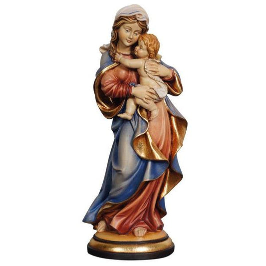 Madonna Raffaelo Holding Baby Jesus Painted Wood Statue- 12 Inches