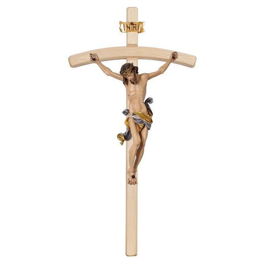 Corpus Leonardo Cross Bent Light Stained - Made in Italy - 6 Inches