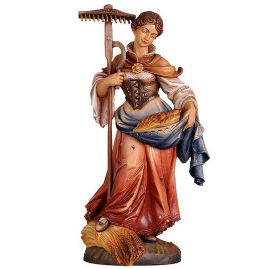 St. Notburga Painted Wood Made in Italy Statue - 47 Inches