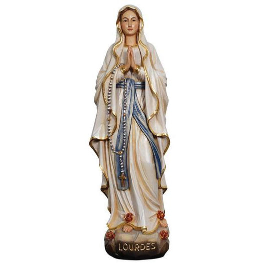 Our Lady of Lourdes Painted Wood Statue - 24 Inches