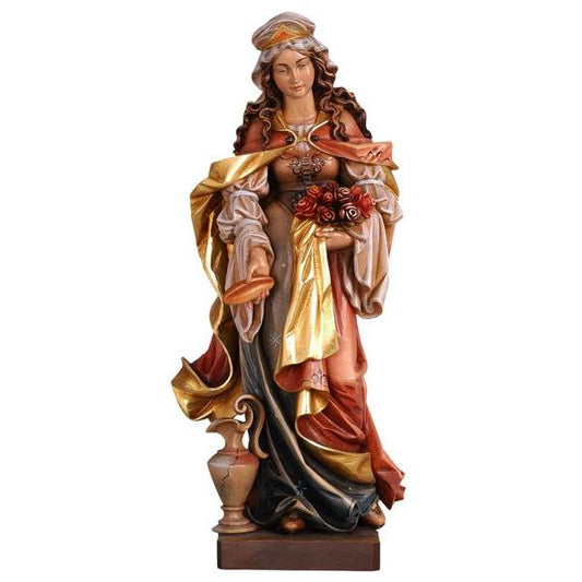 St. Elizabeth with Bread Painted Wood Made in Italy Statue - 6 Inches