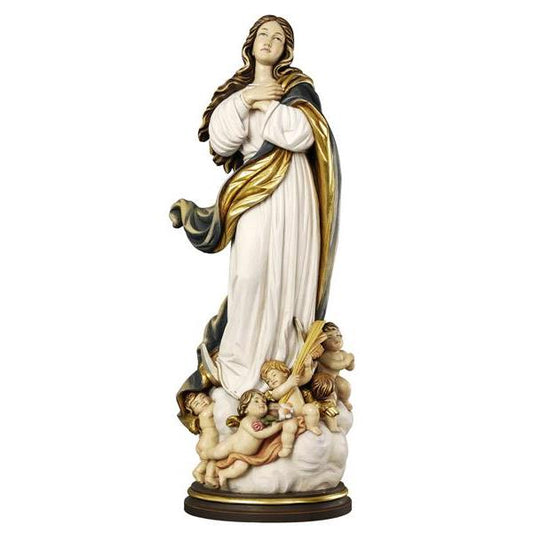 Assumption by Murillo Painted Wood Statue - 27 Inches