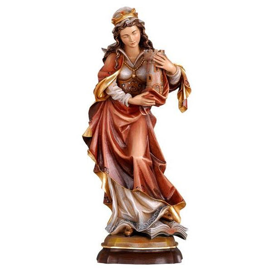 St Barbara Wood Painted Made in Italy Statue - 12 Inches