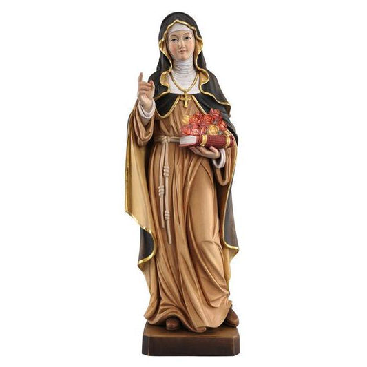 St. Rosa of Lima Painted Wood Statue - 16 Inches
