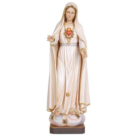 Immaculate Heart of Mary Painted Wood Statue - 6 Inches