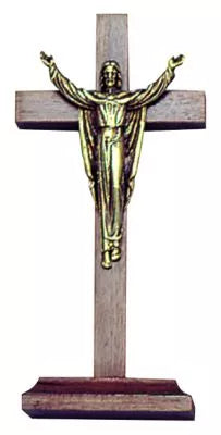 The Divine Glory of the Risen Savior: Walnut Sculpture with Antique Gold Finish, Reflecting the Power of Christ’s Ascension
