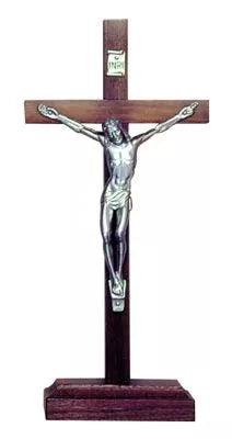 The Holy Triumph: Walnut Crucifix with Pewter Corpus, Reflecting Christ’s Sacrifice and Glory